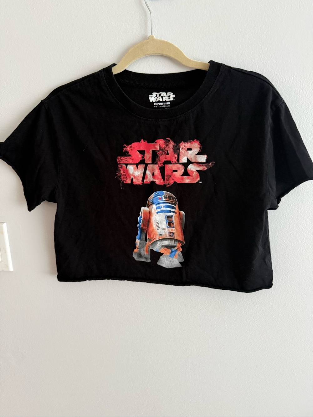 Star Wars Black R2-D2 Graphic Crop Tee Size M